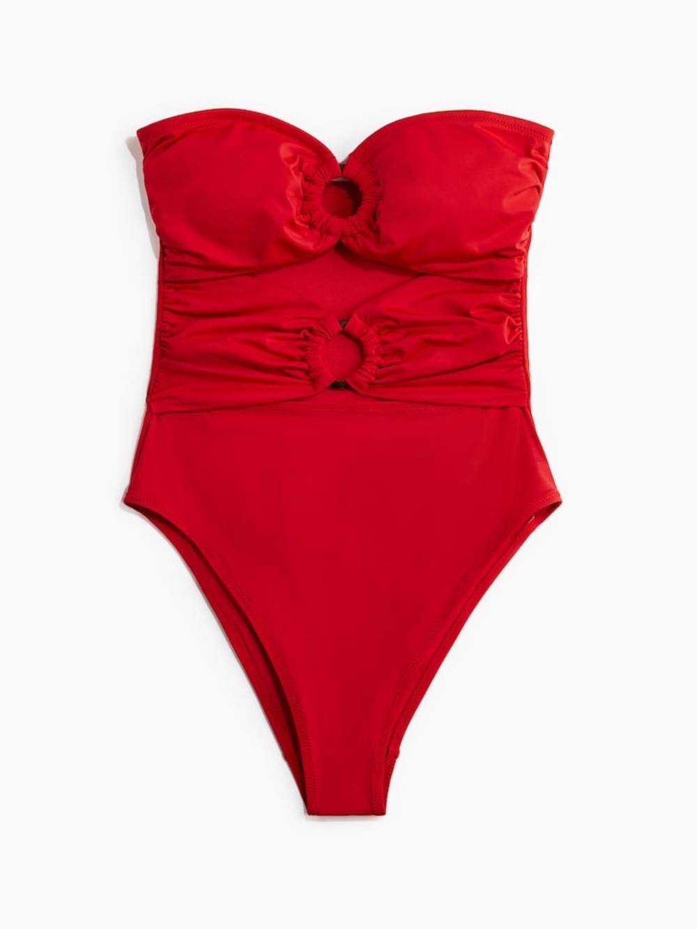 H&M Red Strapless One-Piece Swimsuit with Front Cutouts